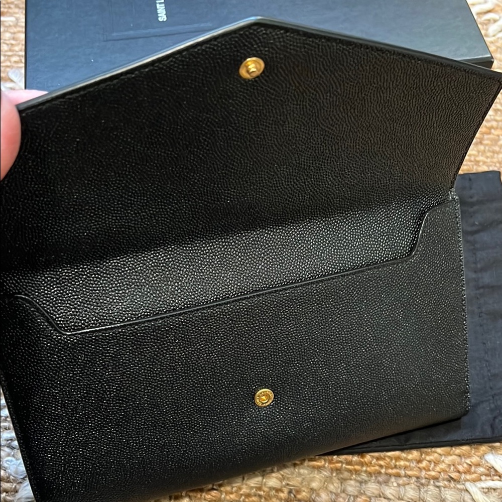 Saint Laurent Black Clutch Wallet with Gold Logo - Picture 7 of 7